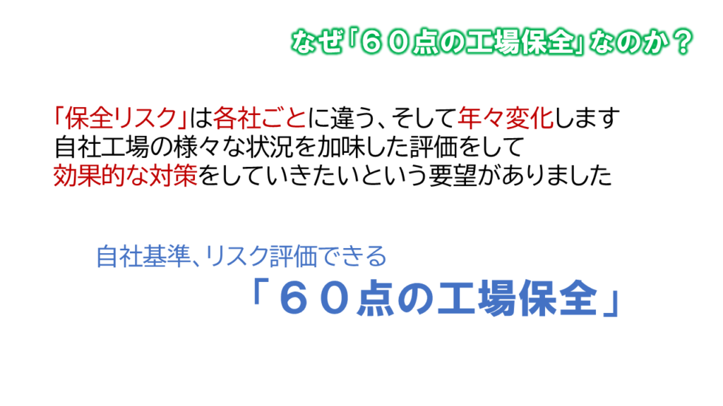 60点の工場保全_保全リスクは各社違う