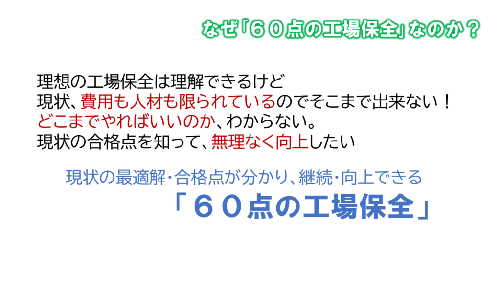 60点の工場保全_現状の最適解を知る