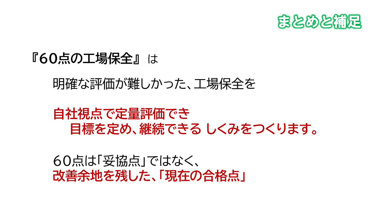 60点の工場保全_まとめ_定量評価で目標設定